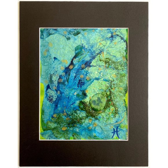 Sea Song Cove - Original Art Handmade Blue Green Mixed Media Artwork by Tristina - Picture 4 of 10